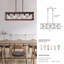 Luminaire suspendu rectangulaire de style industriel en bois rouge 32 po Chandelier - configuration 5 lumières