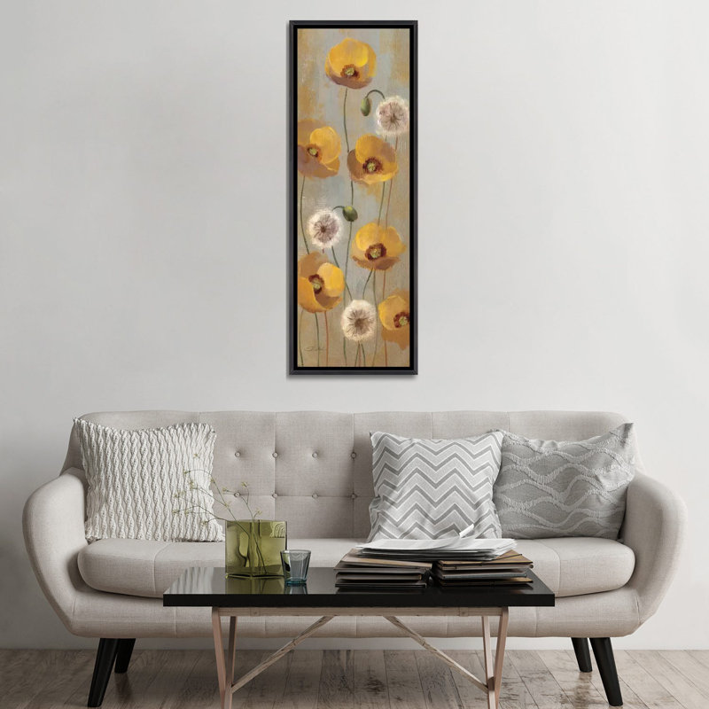 «Spring Poppies II» par Silvia Vassileva, reproduction d'art sur toile, Toile avec cadre noir patiné