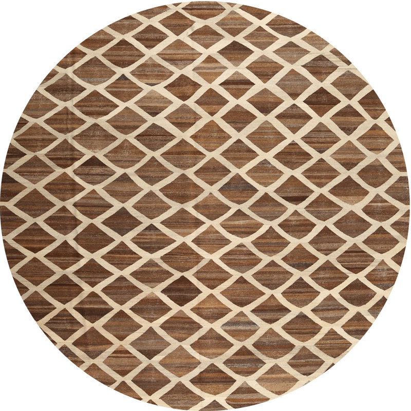 Tapis brun contemporain, Rond 7 pi