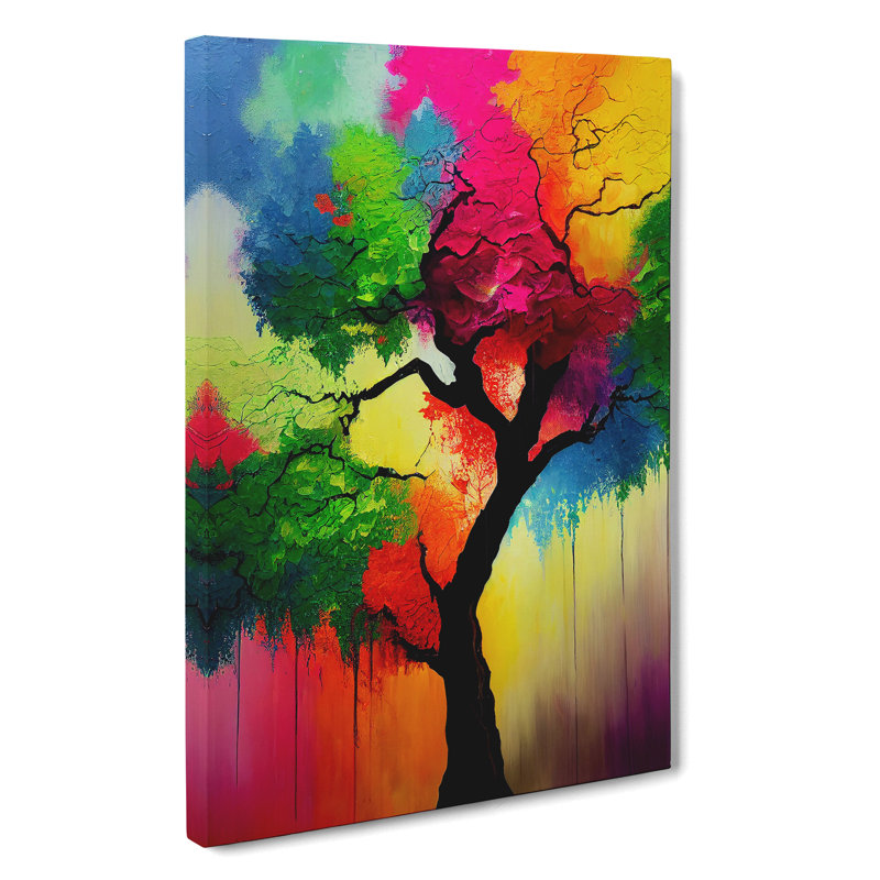 Colourful Tree No.3 - Painting, 50cm H x 35cm W x 3cm D, Wrapped Canvas, No Matte