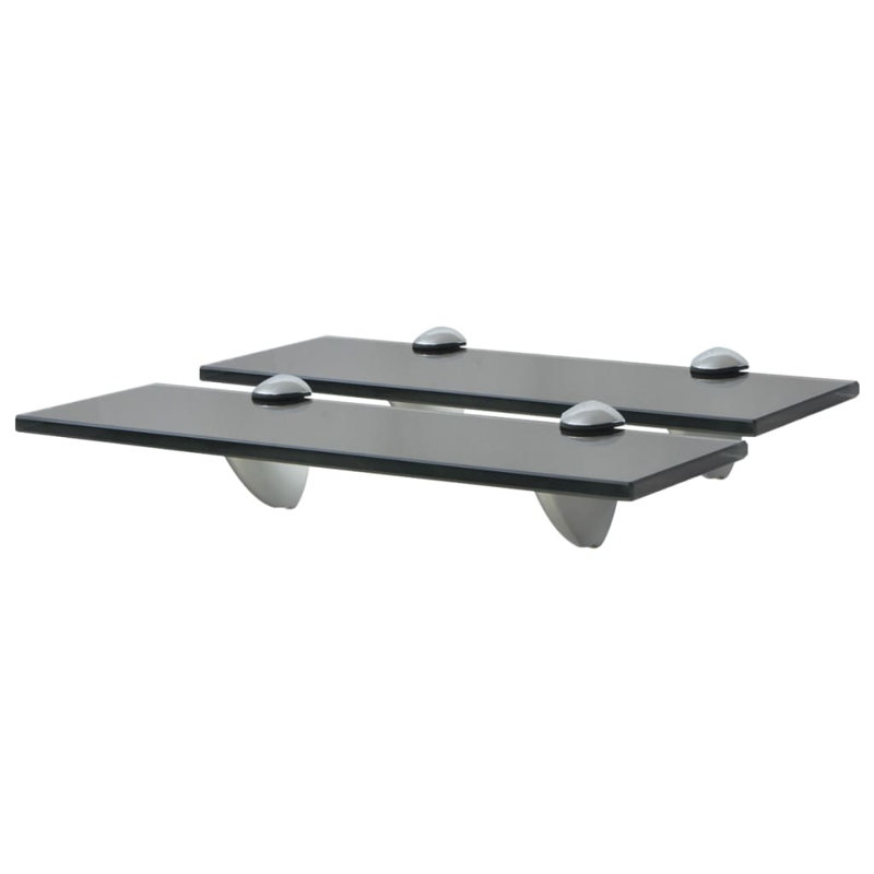 Tablette flottante en verre 2 pièces Annaly, Noir, H 0,31 po x l 11,8 po x P 3,9 po