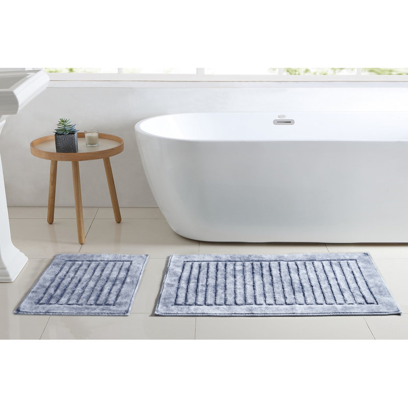 Ensemble de tapis de bain en coton de qualité supérieure (2 pièces), 19,7 po x 23,6 po et 23,6 po x 39,4 po | 100% coton, hauteur des poils de 0,2 po, antidérapant | Lavable à la machine pour un entretien facile, doux et absorbant