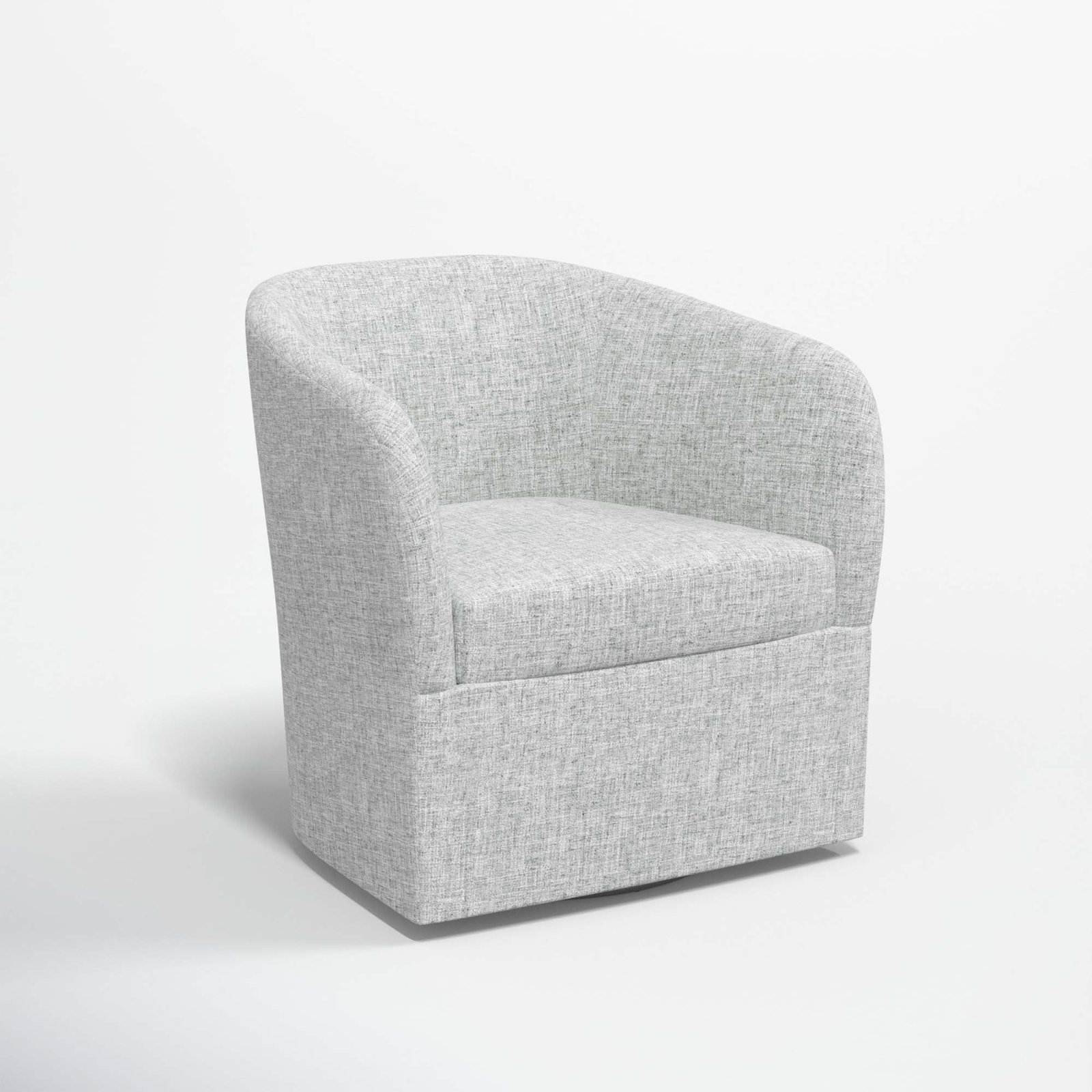 Lesia Upholstered Swivel Barrel Chair, Zuma Pumice Textured Linen