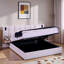 Lit plateforme tapissier hydraulique en velours avec 2 tablettes, 2 lampes de lecture et port USB-1750040614