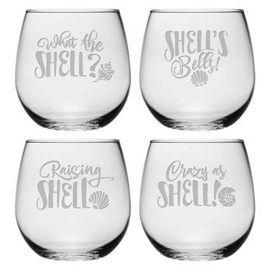 What The Shell 4 Piece 17oz. Stemless Wine Glass Set Susquehanna Glass