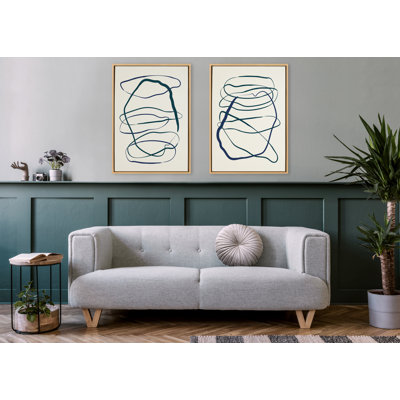 «Blue and Green Expressive Abstract 1 and 2» par The Creative Bunch Studio, ensemble d'art mural sur toile encadrée
