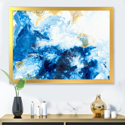 «Blue and Gold Ocean Abstract», reproduction d'art sur toile
