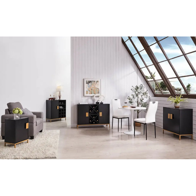 Marvell Rectangular End Table with Storage, MDF Wood Base, and Textured Cabinet Design