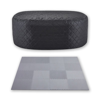 Insulated Cover Set For Oval Inflatable Hot Tubs, Cec Set For 74-Inch Inflatable Hot Tubs, Outdoor Spa Insulation Cover Sets, Hot Tub Mats