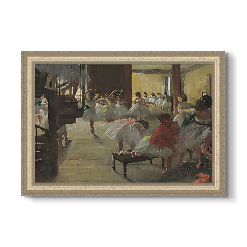 Le cours de danse, c. 1873-Edgar Degas-Toile encadrée sur mesure, 16x22 INNER SIZE, Framed Canvas, Champagne Leaf Relief