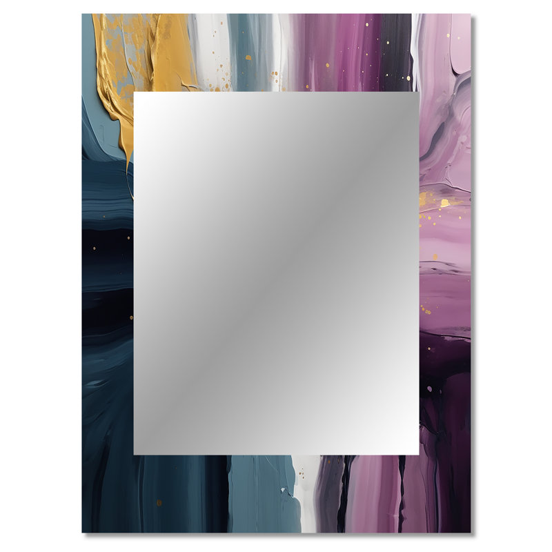 Purple And Blue Movements In Paint II - Abstract Painting Mirror, Modern Unique Wall Mirror, Printed Metal Art, 40" x 30"