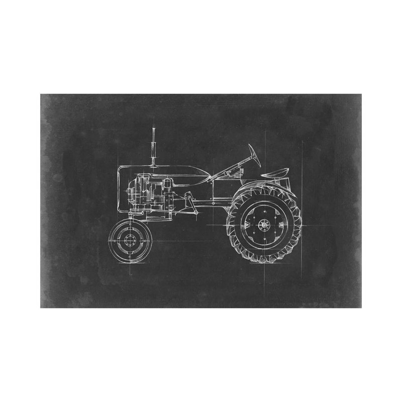 "Tractor Blueprint III" par Ethan Harper, reproduction d’art, H 12 po x l 18 po x 1,5 po, Toile tendue, Pas de tapis