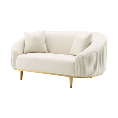 Causeuse de 74,4 po avec 2 coussins, velours ivoire