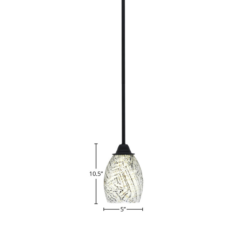 Luminaire suspendu Paramount avec fini noir mat et verre de fusion naturel de 5 po