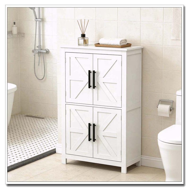 Armoire de salle de bain blanche avec portes de grange Farmhouse, White