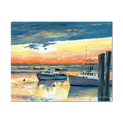 " Painterly Décor Sunset Fish Pier Channel " by Gregory Gorham