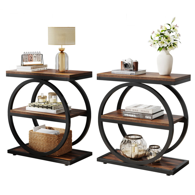 Maneeta End Table Set, Brown/Black