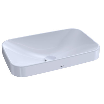 Arvina™ Cotton White Vitreous China Rectangular Vessel  Bathroom Sink with Overflow