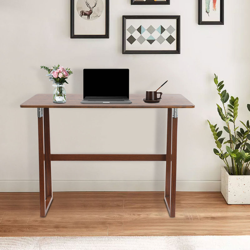 31.5" Wooden Standing Folding Table, Natural, 29.52" H x 31.5" W x 19.29" D