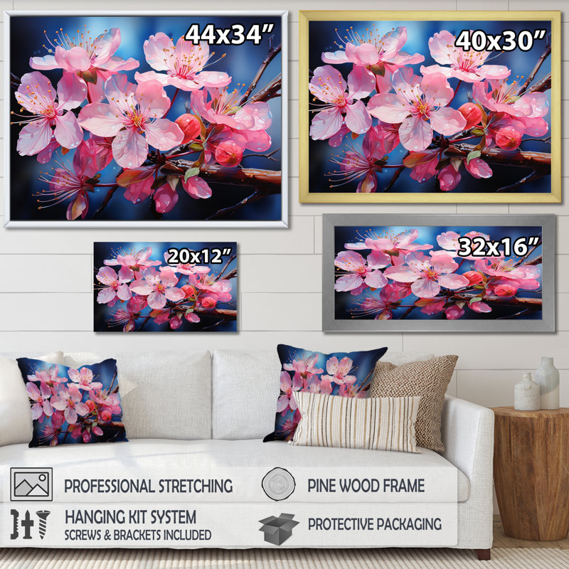 «Apple Blossom Translucent Glow II», reproduction sur toile, Encadrement doré, H 16 po x l 32 po x P 1 po