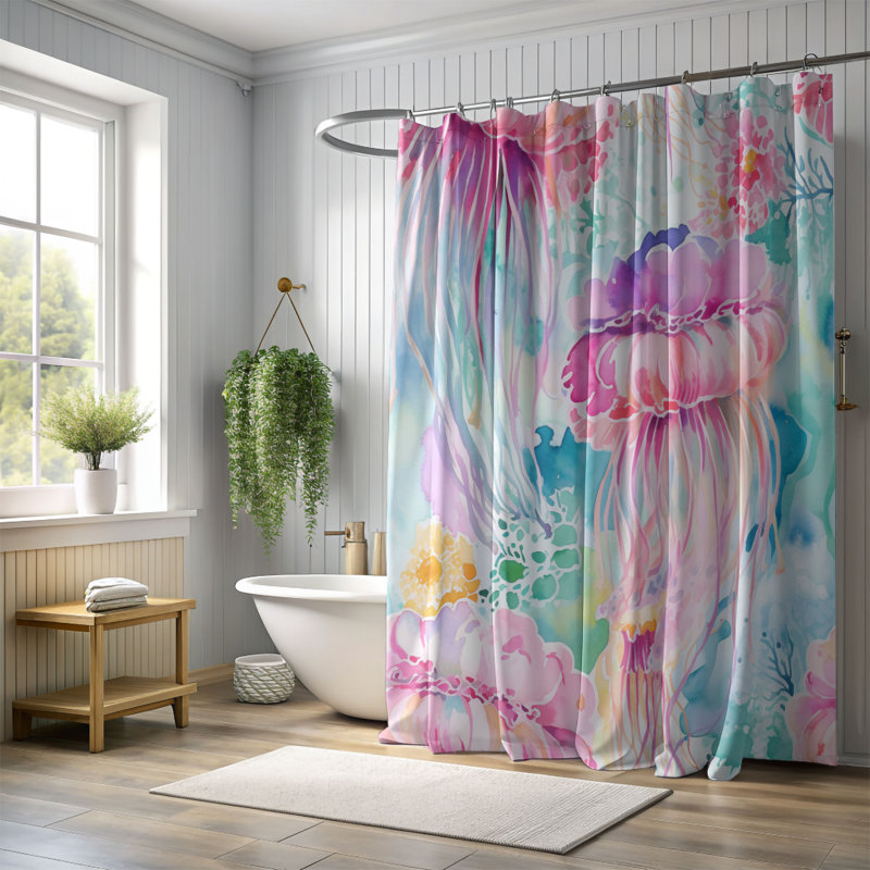 Rideaux de douche 1 pièce Marine Jelly, H 74 po x l 35 po