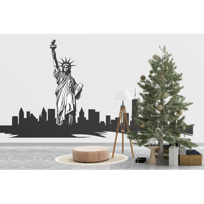 Statue Of Liberty Wall Decal, New York Skyline Sticker, NYC Wall Art, City Wall Decor, Bedroom Wall Mural, Travel Decor, 172Gm