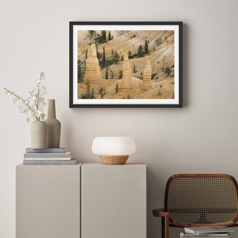 Reproduction d'art paysage encadrée pour la nature, H 11 po x l 14 po, Noir