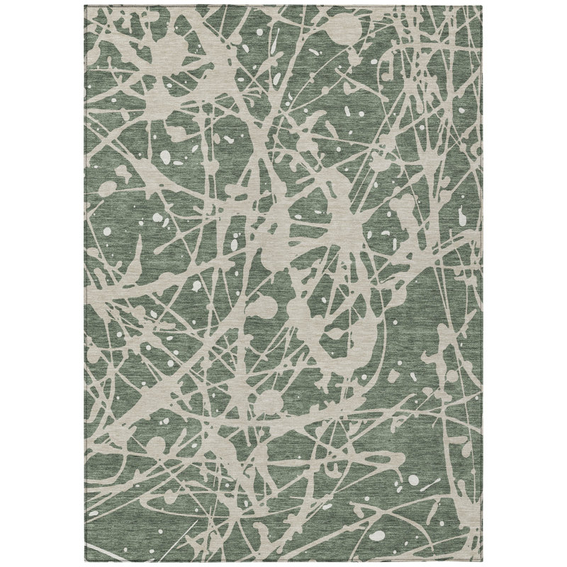 Machine Washable Indoor/Outdoor Chantille ACN2597 Abstract Rug, Basil, 2'6" x 3'10"