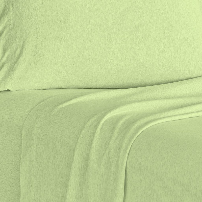 Brooklyn Flat Jersey Knit Sheet Set, Green, Twin Extra Long Sheet Set with 1 Pillowcase