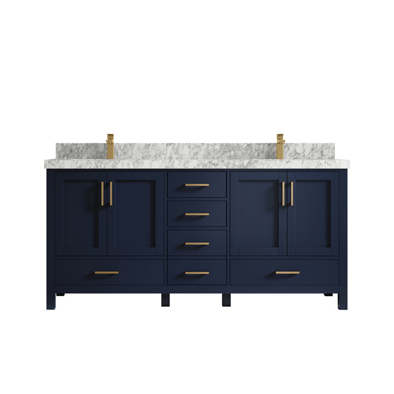 Ensemble de meuble-lavabo double 72 po Malibu, Marbre de Carrare