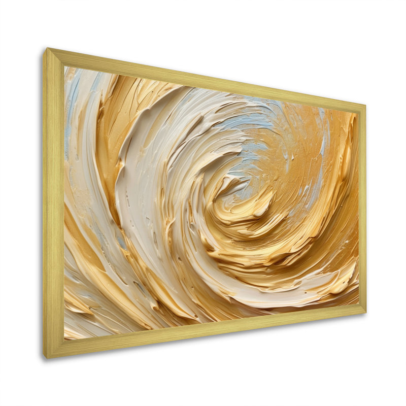 «Gold Cream Infinite Swirls II - Abstract Spirals», reproduction d'art sur toile, H 16 po x l 32 po x P 1 po