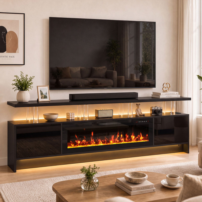 Unfinished with Fireplace Included, Black