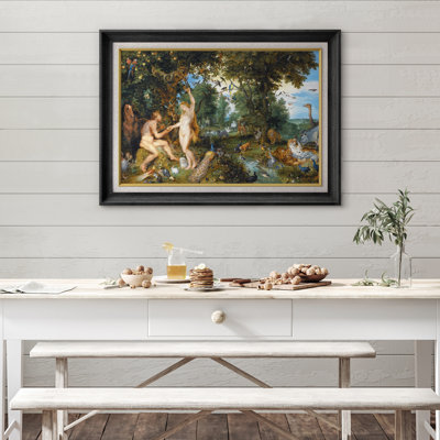 Adam and Eve Garden of Eden Classical Mythology Artwork, Dining Room Pictures, Framed Canvas Giclee Print Wall Art.