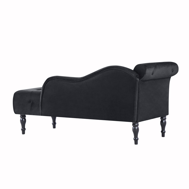 Chaise longue boutons capitonnés, Noir