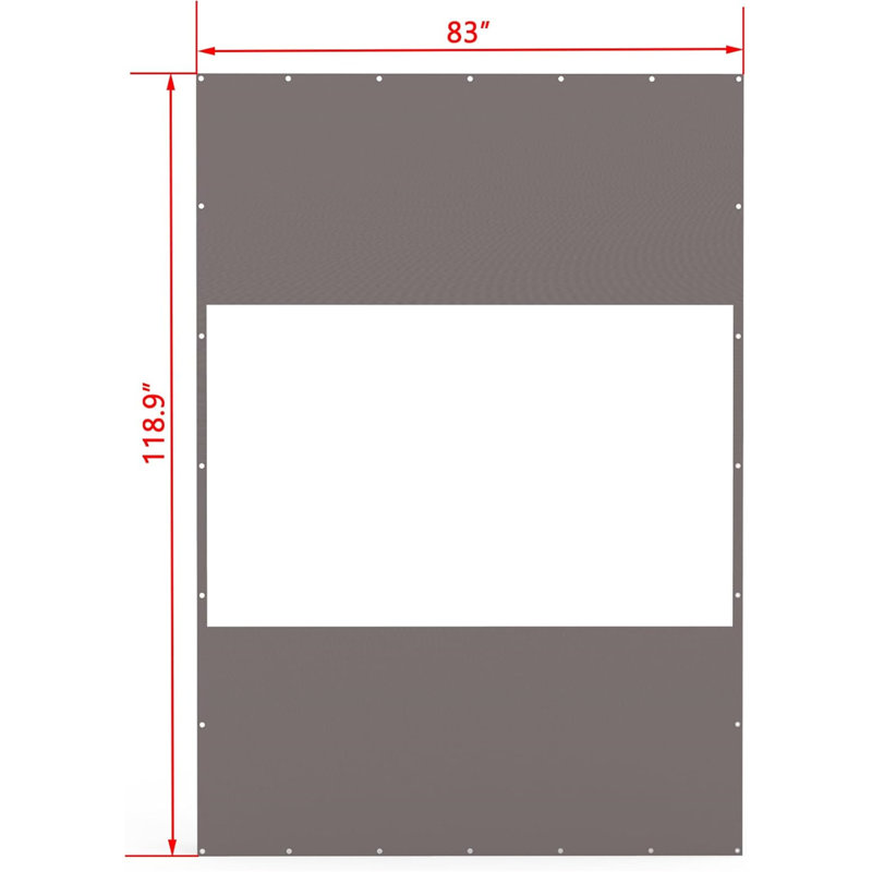 Rideau transparent d'extérieur robuste, Gris, H 118,9 po x l 83 po