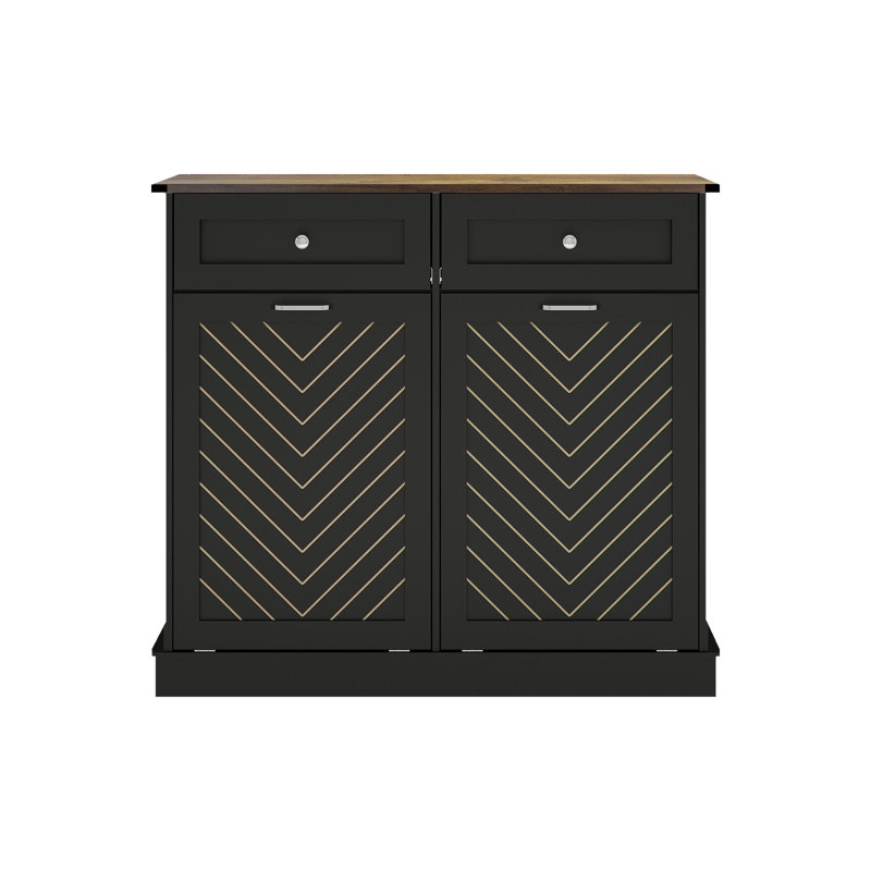Poubelle en bois manufacturé 10 gallons Alsfeld, H 36 po x l 39,4 po x P 13,5 po, Noir