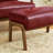 Set Of 2 Mid-Century Modern Burgundy Leatherette Accent Stool & Chair With Walnut Rubberwood Legs-152220277