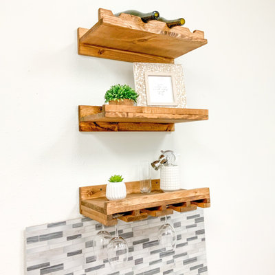 Candelario Solid Wood Wall Mounted Wine Glass Rack