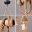 6 lumières - luminaire suspendu en corde de chanvre, îlot de cuisine en lustre de bambou rétro, lampe suspendue industrielle rustique