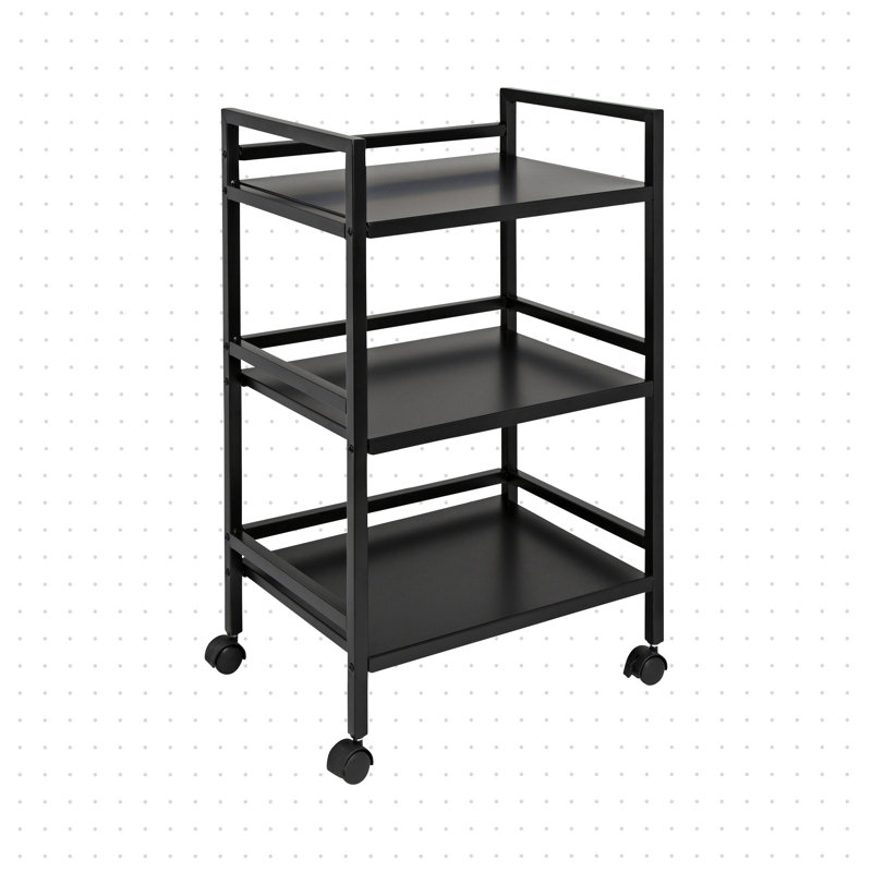 Chariot utilitaire en métal à 3 tablettes Marqueeta, Noir