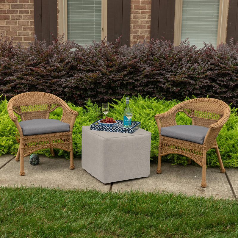 Casual Cushion Wicker Outdoor Chair Cushion, Sunbrella Fade & Water Resistant for Wicker Dining Chairs & Sunroom Seats, 19.5"W x 19.5"D, 2.5" thick, Reversible, Cast Slate