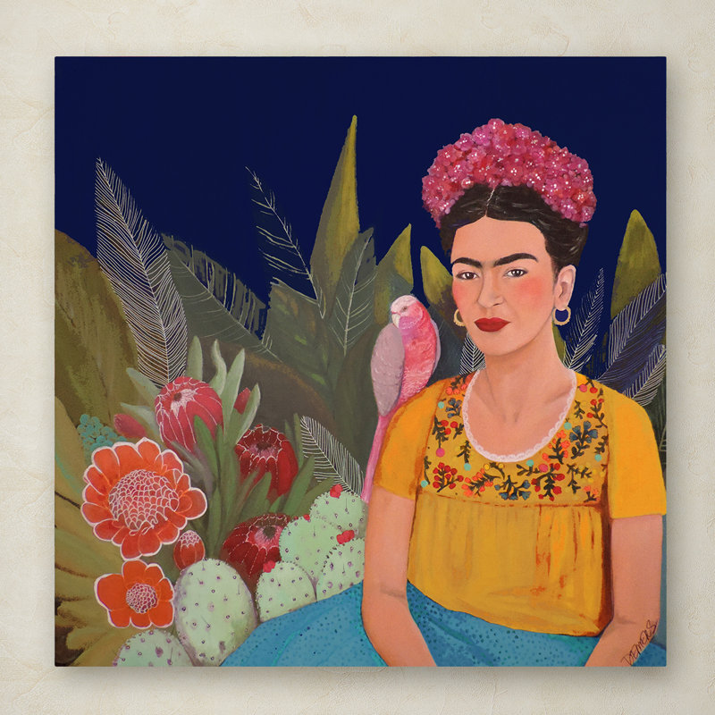 « frida a casa azul revisitated », reproduction sur toile tendue, H 24 po x l 24 po