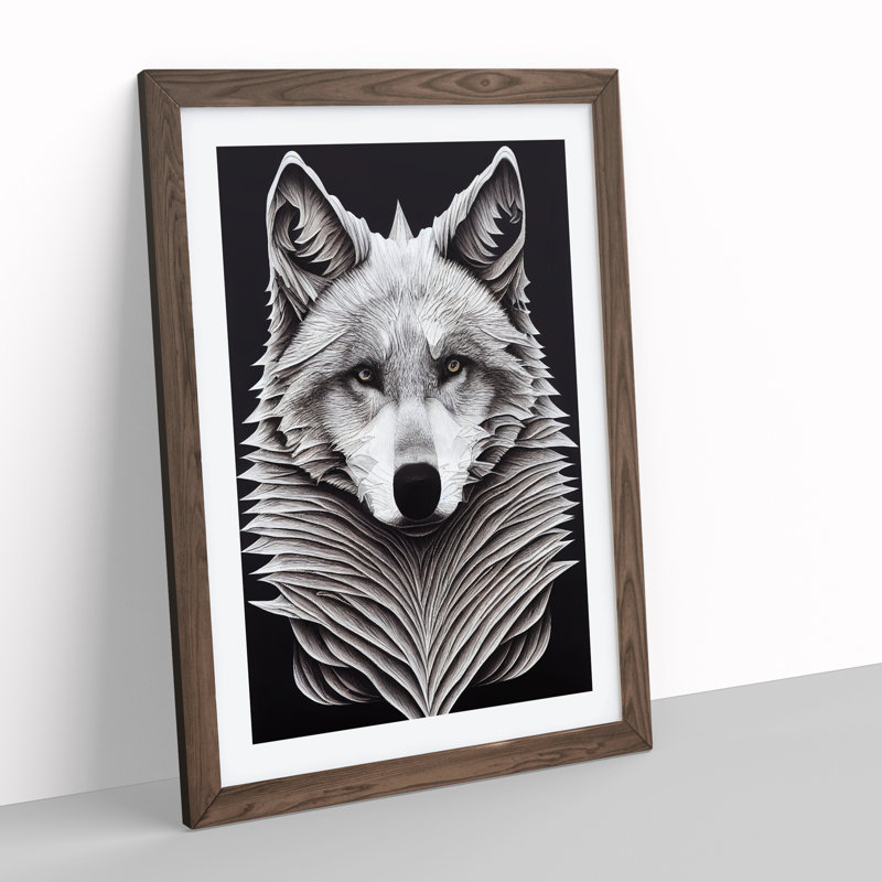 Bust Of The Wolf No.2 - Single Picture Frame Print, Walnut, 64cm H x 46cm W x 2cm D
