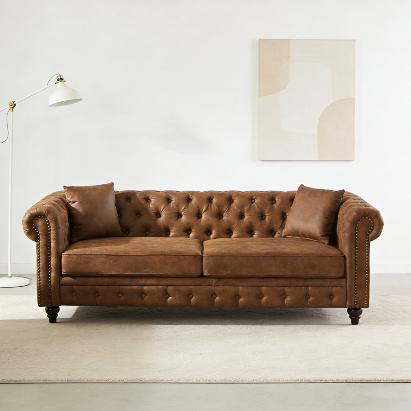 Canapé Chesterfield 85,5 po en tissu Tech