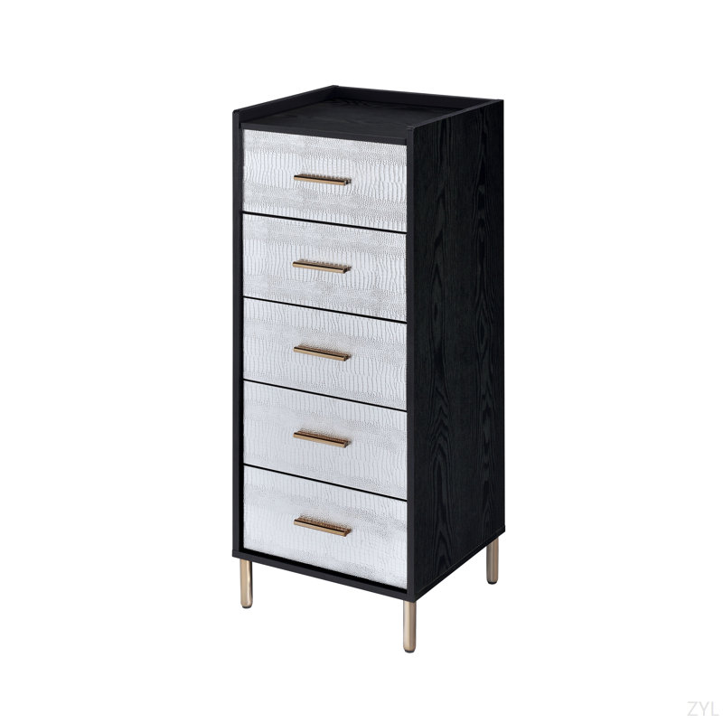Armoire à bijoux noire, argentée et dorée