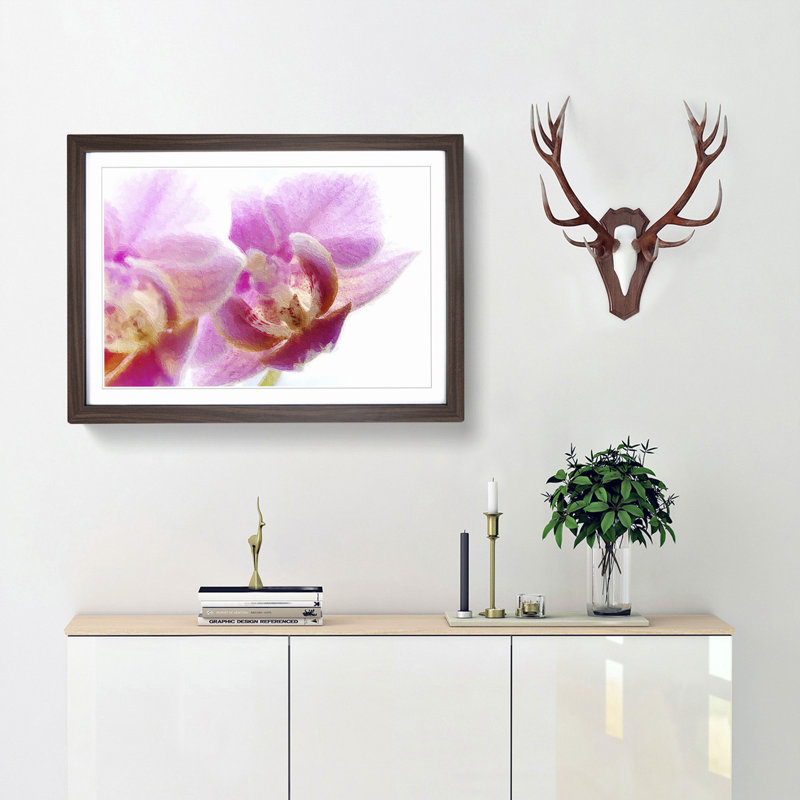 A Pink Orchid Flower - Framed Print, Walnut Framed, 45cm H x 63cm W x 2cm D
