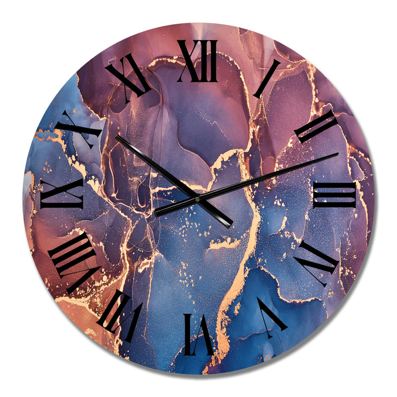 Horloge murale moderne infusée d'or rouge et bleu, Moyen