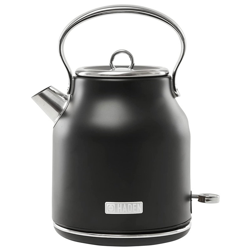 HADEN 1.79 Quarts Stainless Steel Electric Tea Kettle, Black/Chrome