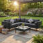 Ensemble de canapé d'extérieur en osier 4 pièces, mobilier de patio avec coussins colorés, ensemble de canapé de patio en forme de L pour la cour, près de la piscine