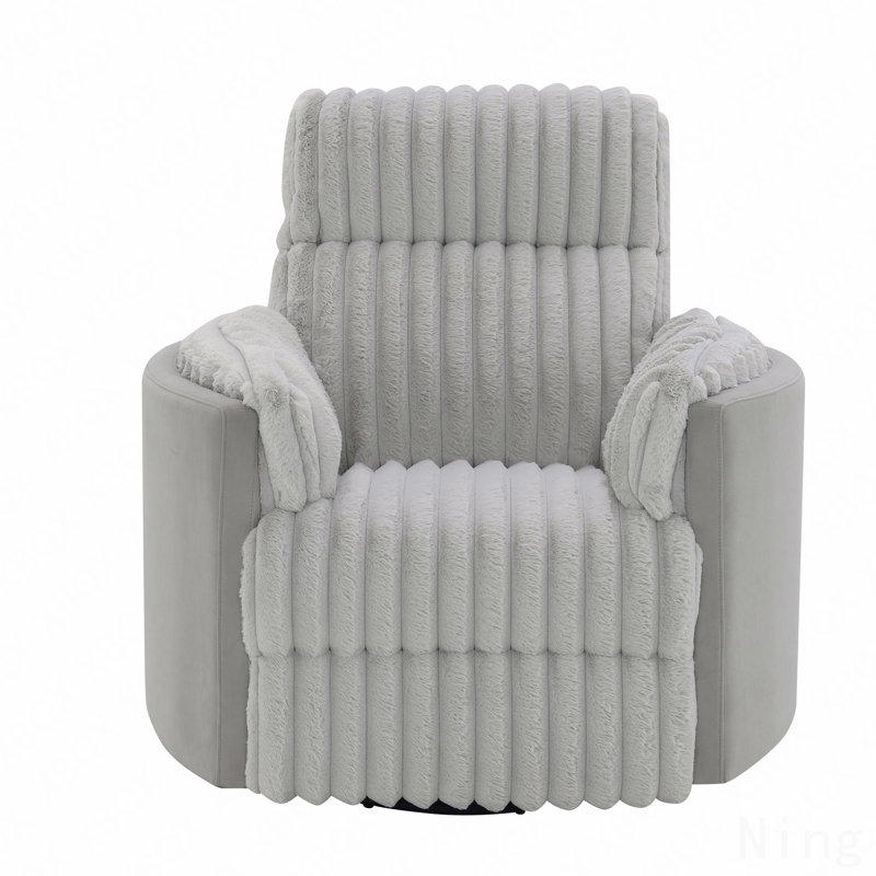 Gray Corduroy Swivel Glider Recliner Chair